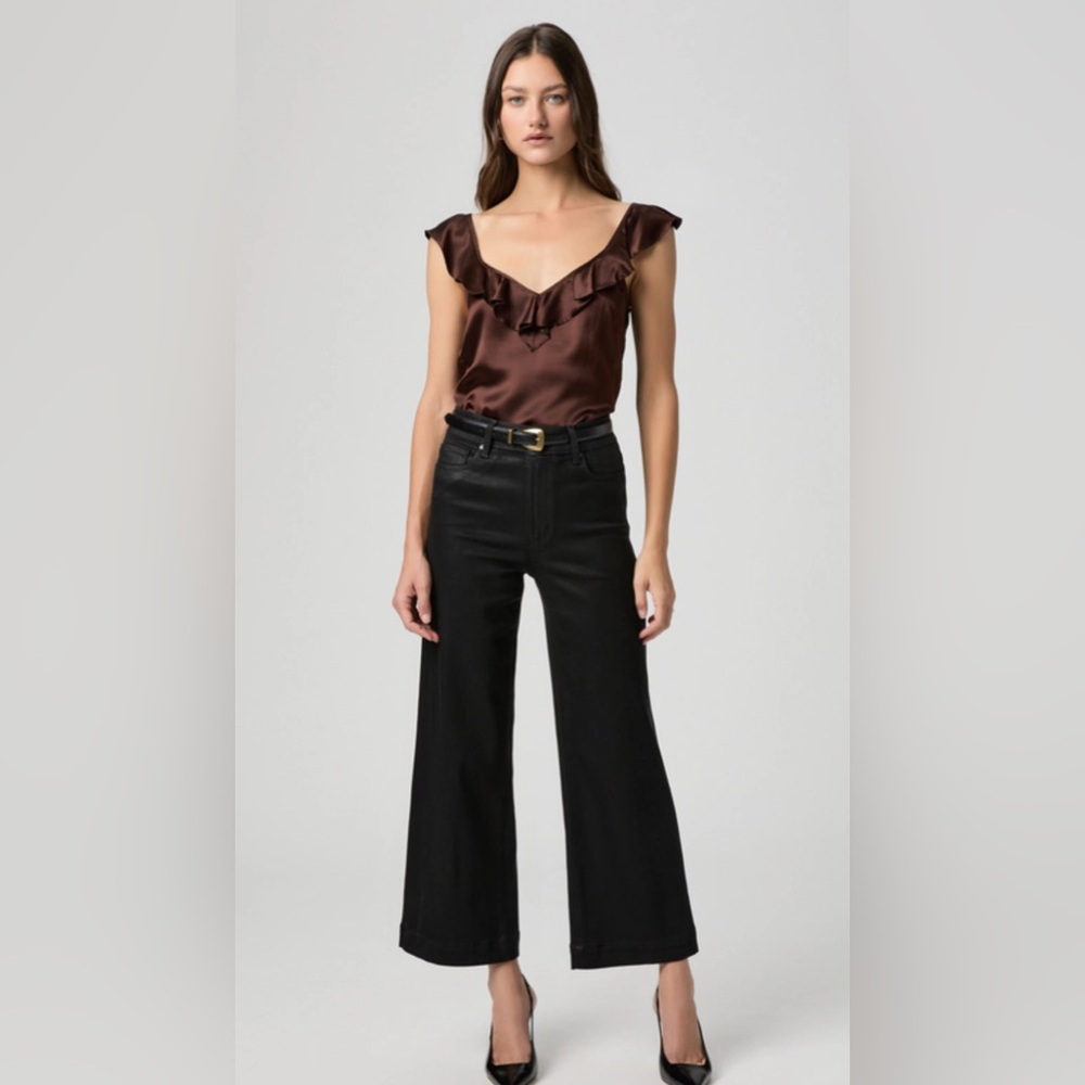 10• PAIGE ANESSA 31 Black Fog Luxe Coating High Rise Jeans